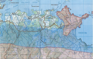 DOC 2014 Kiwi Distribution Map blue = low kiwi call area red = high kiwi call area