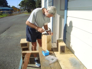 Mark from the Men's Shed making a rat trap box